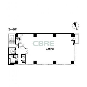3階〜9階 平面図