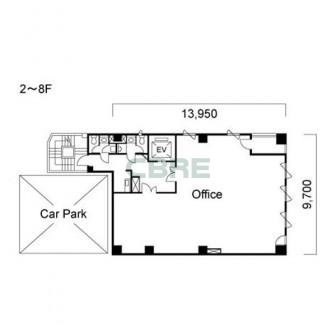 2階〜8階 平面図