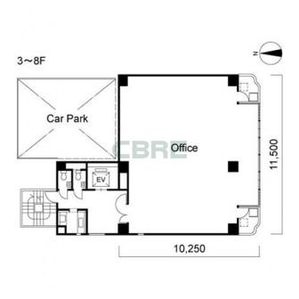 3階〜8階 平面図