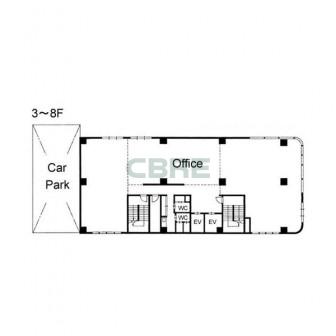 3階〜8階 平面図