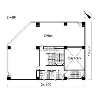 2階〜9階 平面図