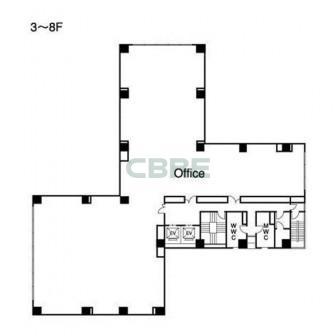 3階〜8階 平面図
