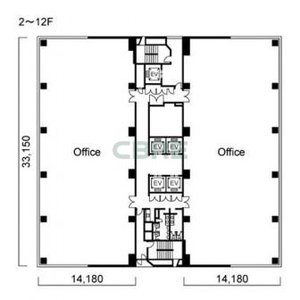 2階〜12階 平面図