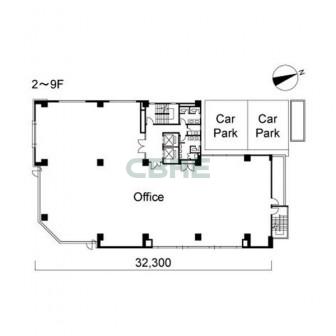 2階〜9階 平面図
