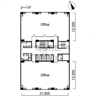 3階〜11階 平面図