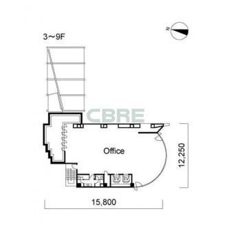 3階〜9階 平面図