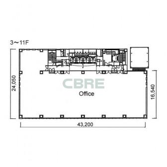 3階〜11階 平面図
