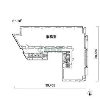 3階〜8階 平面図