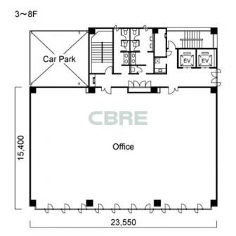 3階〜8階 平面図