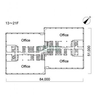 13階〜21階 平面図