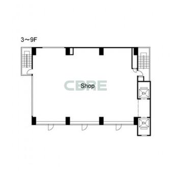 3階〜9階 平面図