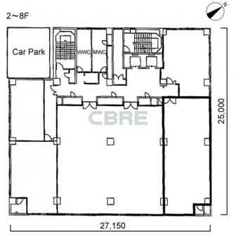 2階〜8階 平面図