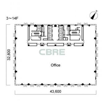3階〜14階 平面図