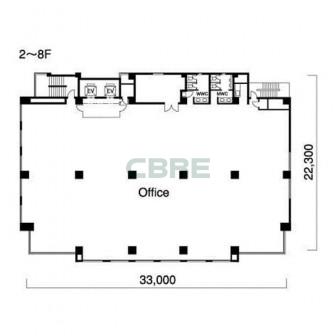 2階〜8階 平面図
