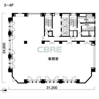3階〜8階 平面図