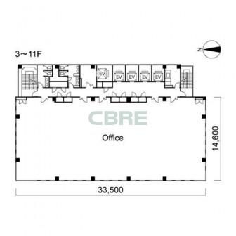 3階〜11階 平面図