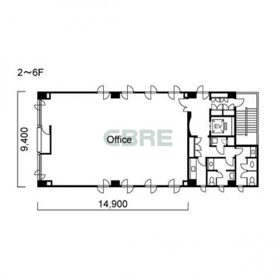 2階〜6階 平面図