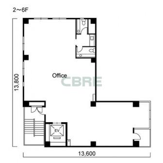 2階〜6階 平面図