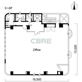 3階〜6階 平面図