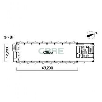 3階〜8階 平面図