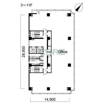 3階〜11階 平面図