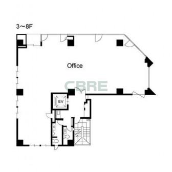 3階〜8階 平面図