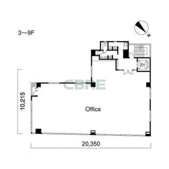 3階〜9階 平面図