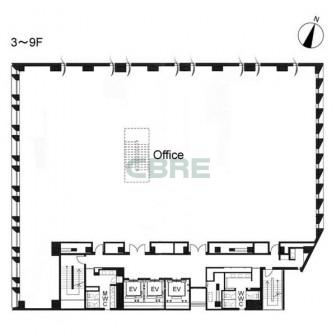 3階〜9階 平面図