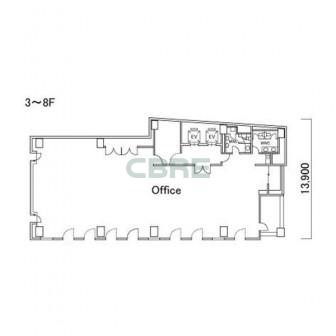 3階〜8階 平面図