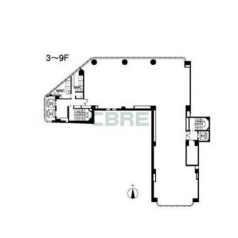 3階〜9階 平面図