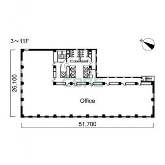 3階〜11階 平面図