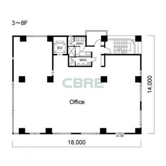 3階〜8階 平面図