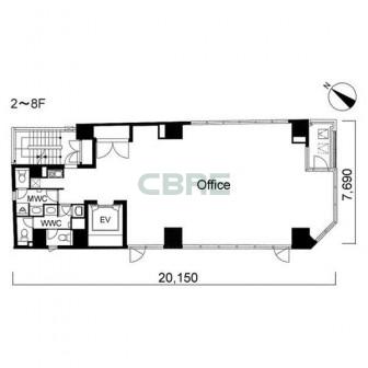 2階〜8階 平面図