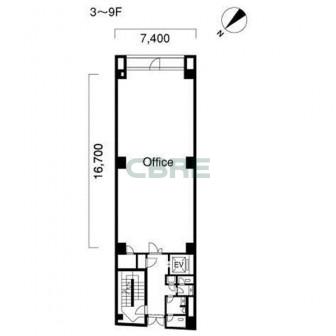 3階〜9階 平面図