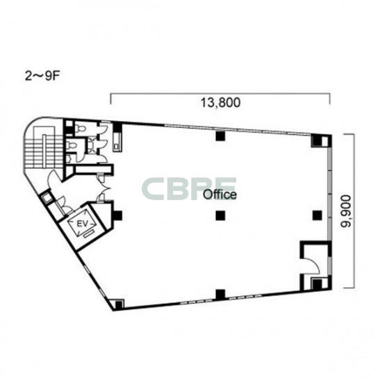 2階〜9階 平面図