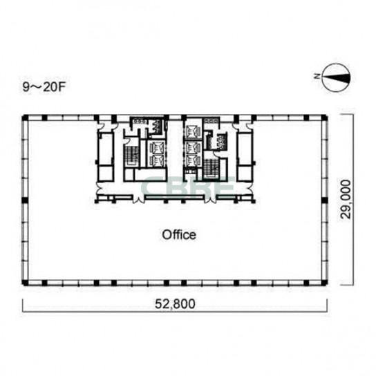 9階〜20階 平面図