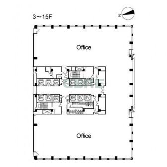 3階〜15階 平面図