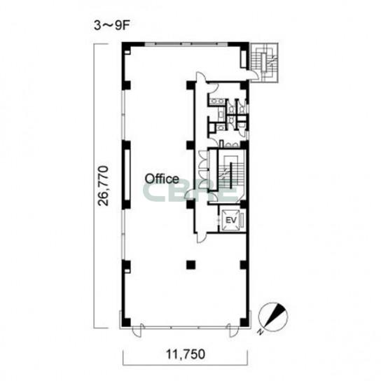 3階〜9階 平面図