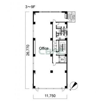 3階〜9階 平面図