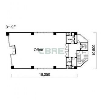 3階〜9階 平面図