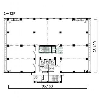 2階〜12階 平面図