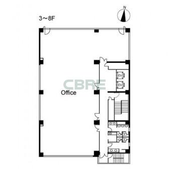 3階〜8階 平面図