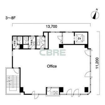 3階〜8階 平面図
