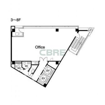 3階〜8階 平面図