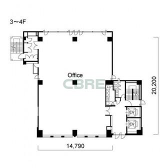 3階〜4階 平面図