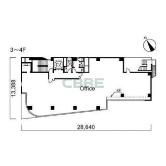 3階〜4階 平面図