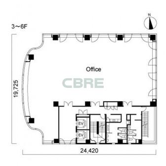 3階〜6階 平面図