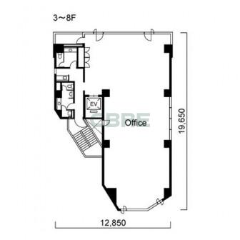3階〜8階 平面図