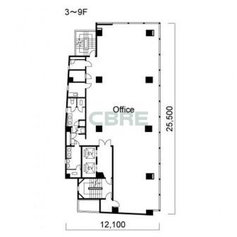 3階〜9階 平面図