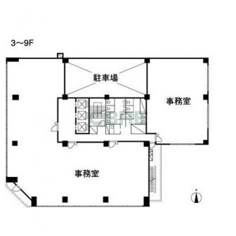3階〜9階 平面図